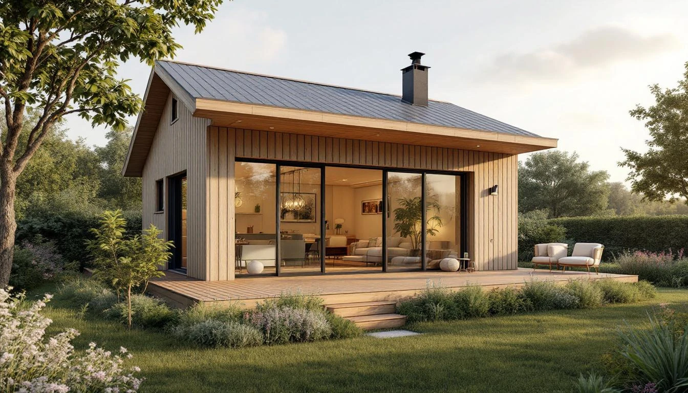 Maison bois clé en main compacte 45m² ossature bois RT2020 budget 60 000 euros