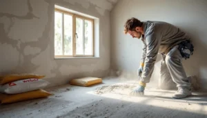 Temps de séchage ragréage sol : test humidité avant pose carrelage, chantier rénovation avec produits Weber rapide fibré autolissant, éviter erreurs fissures