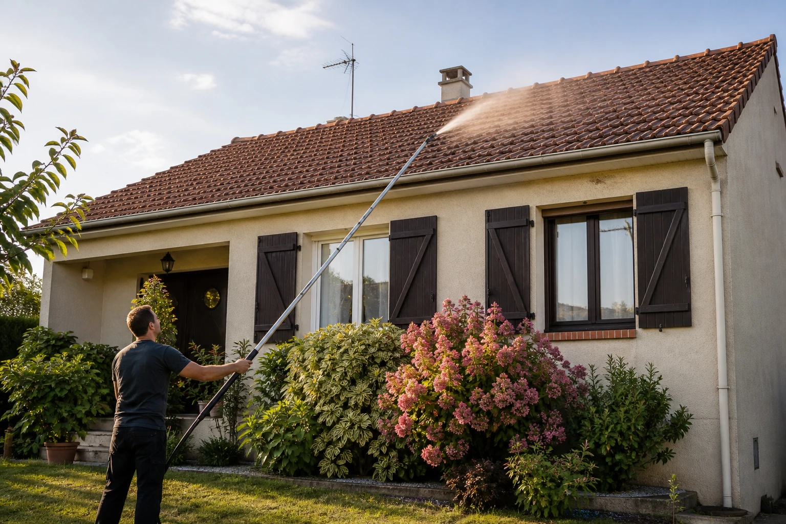 Nettoyer sa toiture sans monter sur le toit : la méthode